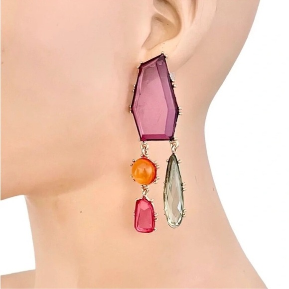 Zara Kaleidoscope Geometric Dangle Colorful Earrings - Picture 9 of 9